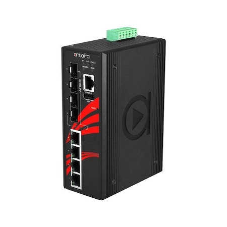 Antaira 8-Port Industrial PoE+ Gigabit Light Layer 3 Managed Ethernet Switch LMP-0804G-SFP